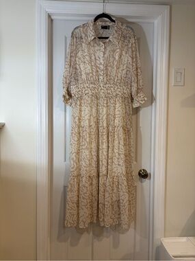 ASOS Curve Cream Patterned Maxi Shirt Dress